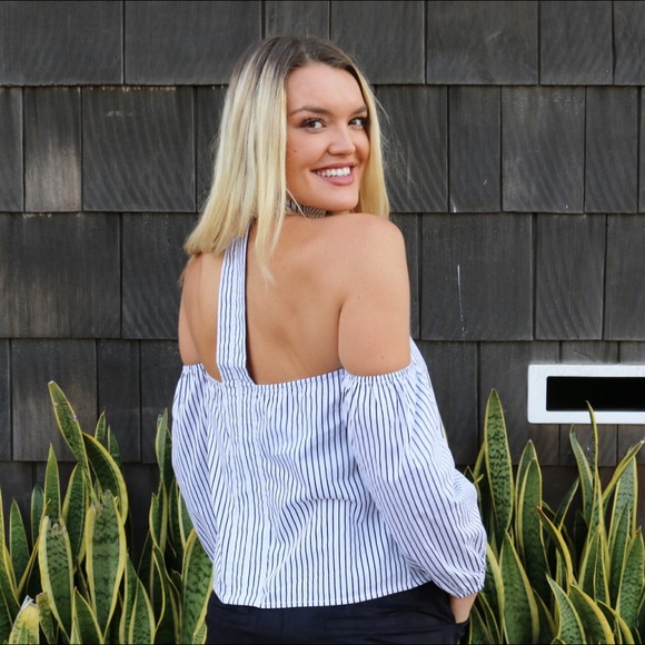 white striped choker top - Picture 2 of 5